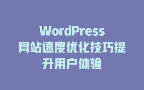 WordPress网站速度优化技巧提升用户体验-51jz