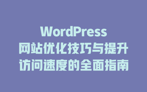 WordPress网站优化技巧与提升访问速度的全面指南-51jz