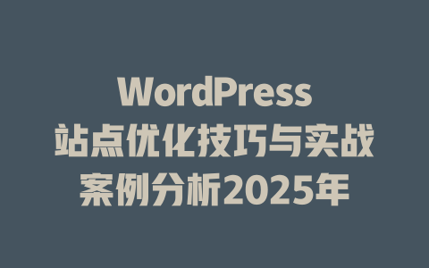 WordPress站点优化技巧与实战案例分析2025年-51jz
