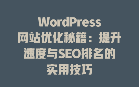 WordPress网站优化秘籍：提升速度与SEO排名的实用技巧-51jz