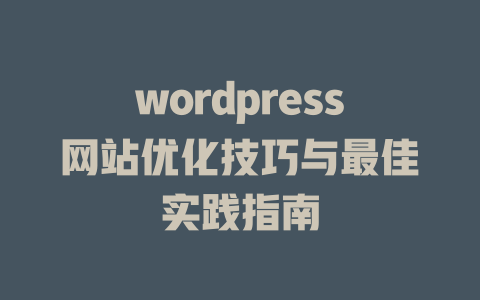 wordpress网站优化技巧与最佳实践指南 一