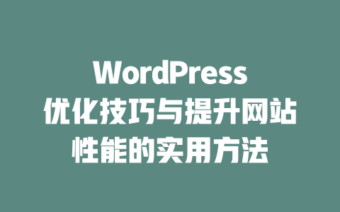WordPress优化技巧与提升网站性能的实用方法-51jz