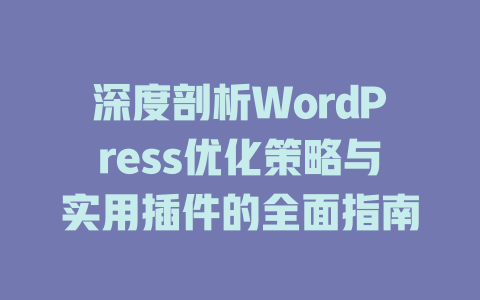 深度剖析WordPress优化策略与实用插件的全面指南-51jz