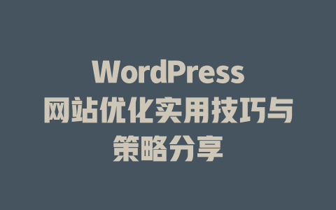 WordPress网站优化实用技巧与策略分享-51jz