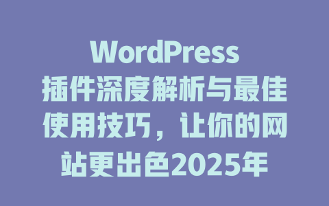 WordPress插件深度解析与最佳使用技巧，让你的网站更出色2025年-51jz